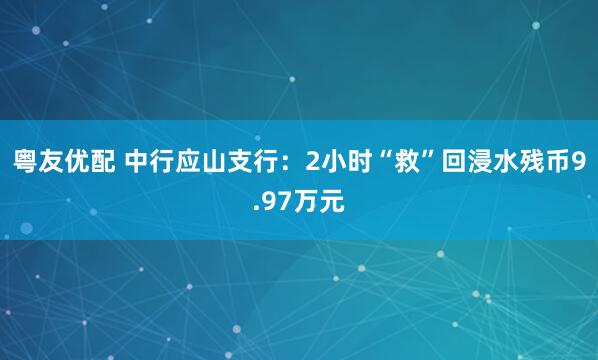 粤友优配 中行应山支行：2小时“救”回浸水残币9.97万元